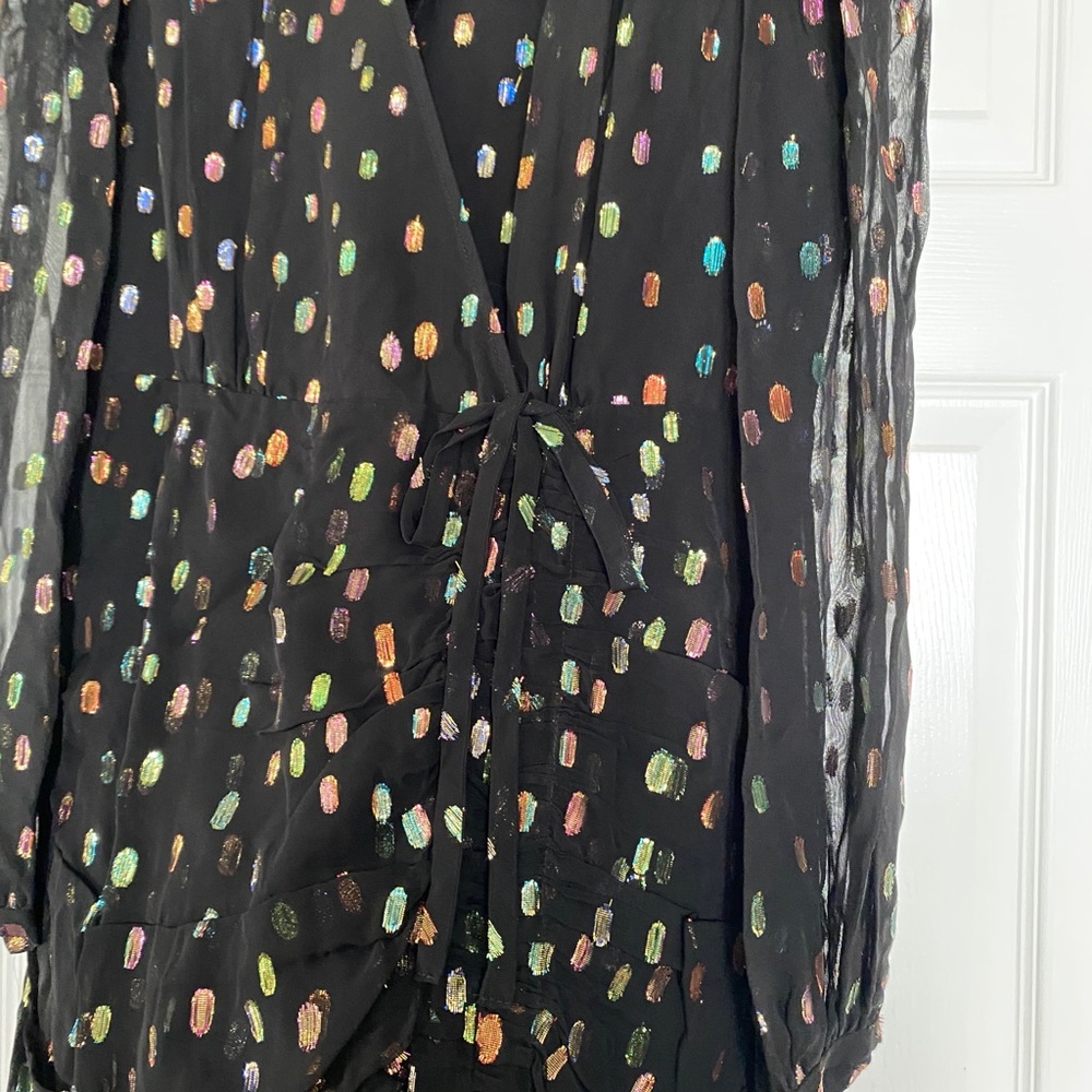 Bea Metallic Ruched Flounce Mini Dress - Picture 4 of 7